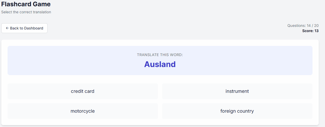 Flashcards in progress